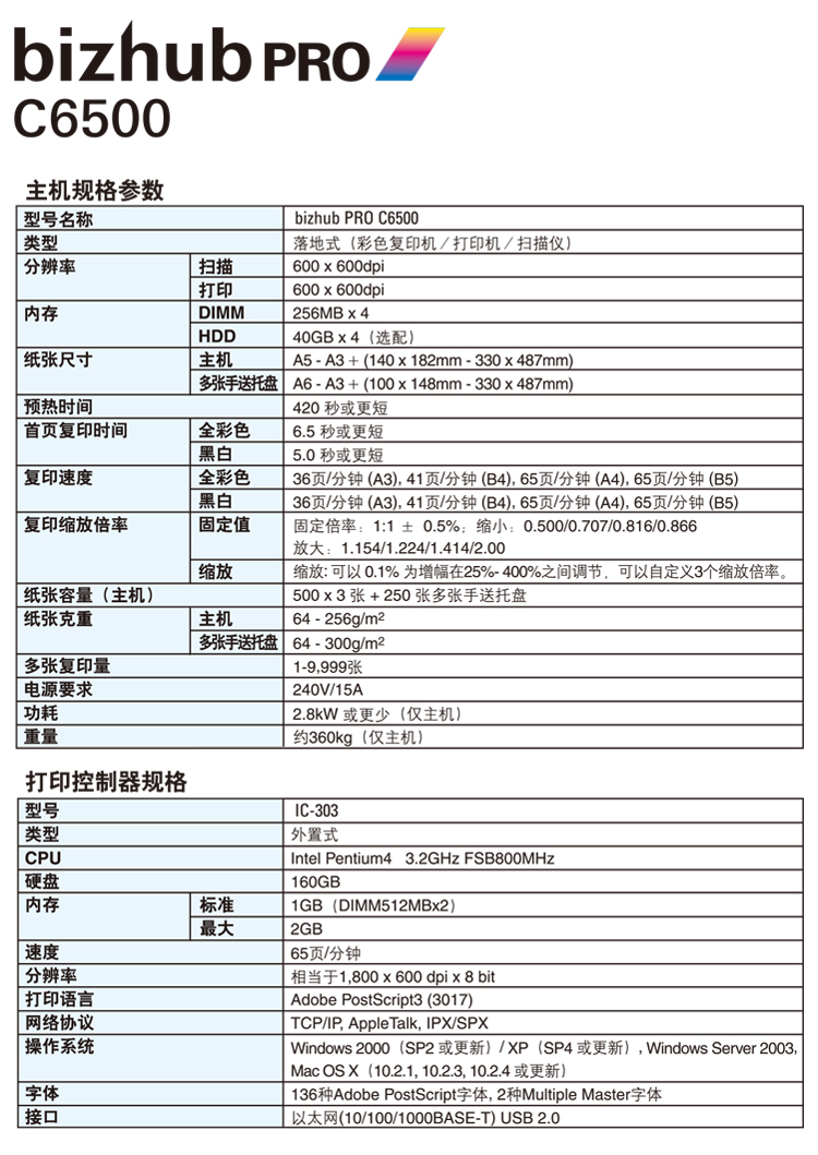 柯美c6000/7000高速生产型彩色复印机